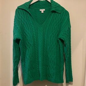Emerald V-Neck Cable Knit Sweater